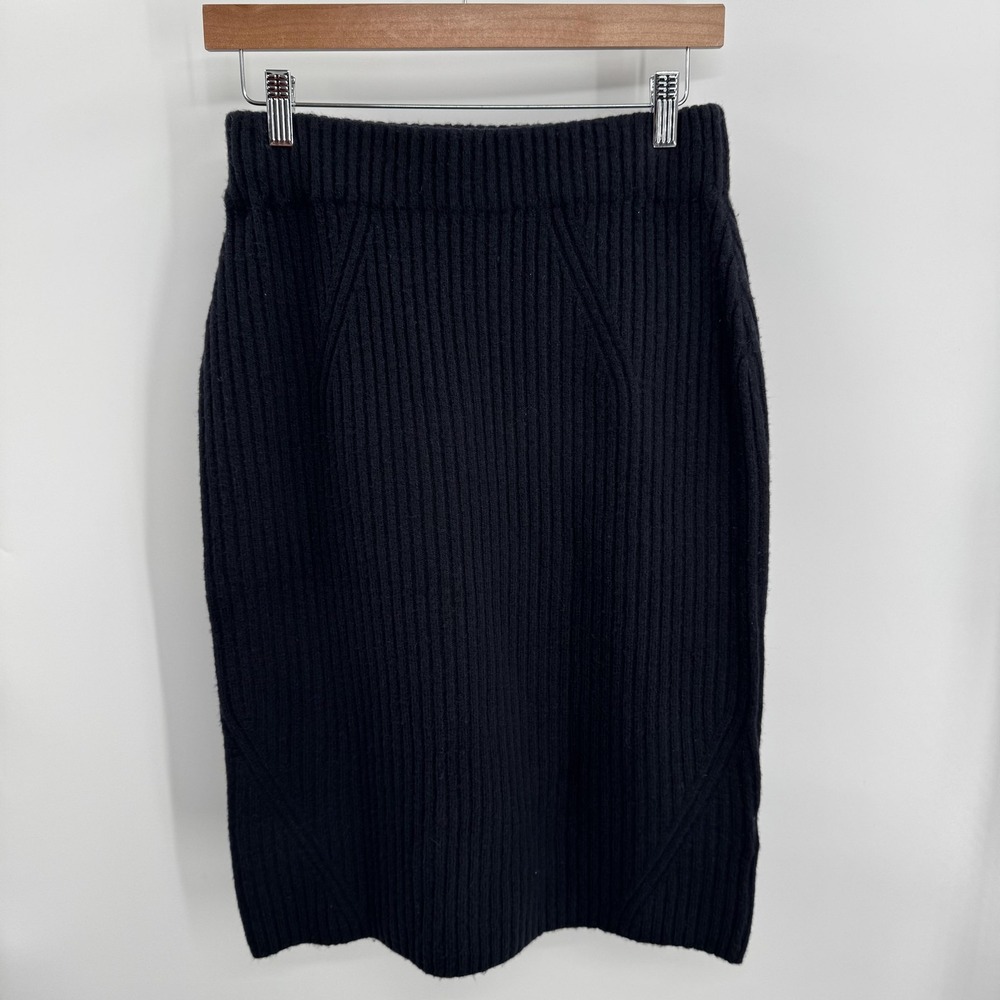Daily Ritual Womens Ribbed Knit Wool Blend Skirt Size M Pencil Midi Stretch Work